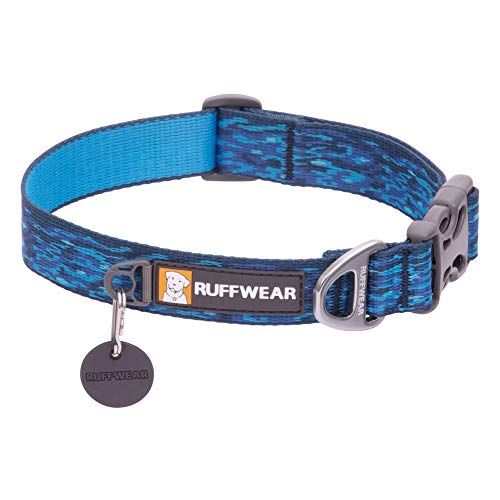 RUFFWEAR Flat Out Collar, Klassisches Hundehalsband für Mittelgroße Hunderassen, Einstellbare Passform, Größe M (36-51 cm), Oceanic Distortion von RUFFWEAR