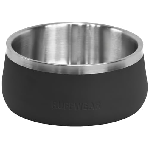 Ruffwear Basecamp Bowl, Stainless Steel Dog Bowl, Lightweight & Portable for Dog Treats, Food & Water, Non Slip & Dishwasher Safe Non Spill Container, Basalt Gray, Large 1.6 Litre Capacity von Ruffwear