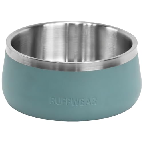 Ruffwear Basecamp Bowl, Stainless Steel Dog Bowl, Lightweight & Portable for Dog Treats, Food & Water, Non Slip & Dishwasher Safe Non Spill Container, River Rock Green, Large 1.6 Litre Capacity von Ruffwear