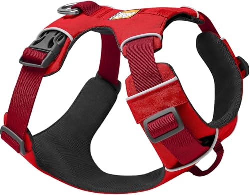 RUFFWEAR Front Range Hundegeschirr, reflektierend, gepolstert, kein Ziehen, Rot von RUFFWEAR