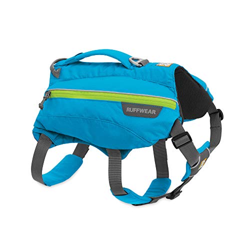 RUFFWEAR Trinkrucksack für Hunde, Inklusive 2 x 600 ml Wasserflasche, Große bis sehr große Hunderassen, Größenverstellbar, Größe: L/XL, Blau (Blue Dusk), Singletrak Pack von RUFFWEAR