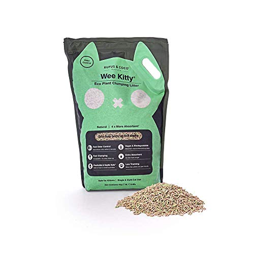 Rufus & Coco Wee Kitty Eco Plant Tofu Katzenstreu | Natürliches spülbares Klumpstreu | Niedrige Spur, biologisch abbaubare Soja-Pellets | Super saugfähige Sojabohnen-Fasern, 4 kg von Rufus & Coco