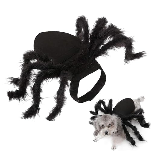 Haustier-Spinnen-Kostüm – Verstellbares Hunde-Halloween-Kostüm, Katzen- Und Hunde-Horror-Simulation, Plüsch-Spinnen-Kostüm, Selbstgemachter Look, Halloween-Party-Verkleidung von Ruhnjyg