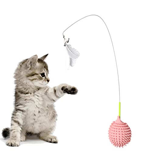 Ruhnjyg Katzen-Teaser, Katzen-Stick - Katzen-Teaser-Zauberstab mit Katzenminze | Selbstspielendes Katzenspielzeug, Katzenspielzeug zur Bereicherung, Katzenübungsspielzeug, bewegliches Katzenspielzeug von Ruhnjyg