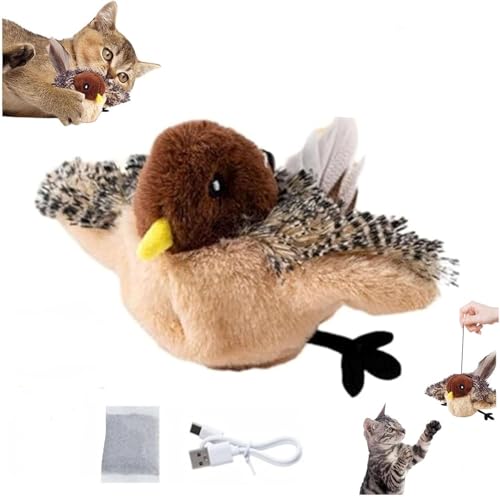 RuiDay Interaktives Katzenspielzeug Katzenspielzeug Vogel Flattern Flappy Bird Cat Toy Katzenspielzeug Vogel Charging Fliegender Vogel Toys (A (Flügel bewegen Sich Nicht, Keine Fernbedienung)) von RuiDay