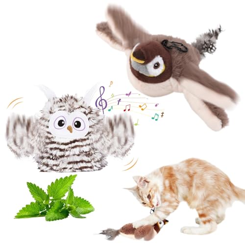 RuiDay New 2025 Flappy Bird Cat Toy, Interactive Chirping Bird Cat Toy Flapping Wings, Electric Flapping Bird Cat Toy, Cat Toys for Indoor (C) von RuiDay