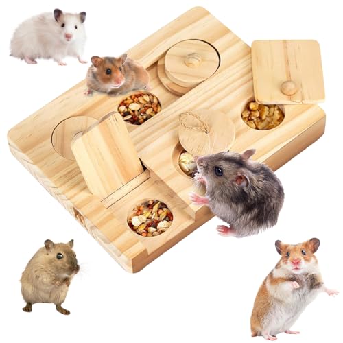 Ruikdly Hamster Spielzeug, 6 In 1 Meerschweinchen Spielzeug Holz Kleintierspielzeug, Kaninchen Spielzeug für Hamster Meerschweinchen Chinchillas Rennmäuse Zwerghamster von Ruikdly