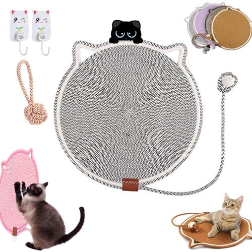 Celery Pets Dual Scratching Pad, Cat Scratching Mat Natural Cotton Rope Cat Scratching Pad, Celery Pets Scratch Pad, Natural Cotton Rope Cat Scratching Pad with Cat Toy (D, 42CM) von Ruileyou