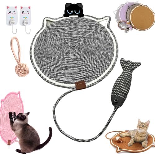 Celery Pets Dual Scratching Pad, Cat Scratching Mat Natural Cotton Rope Cat Scratching Pad, Celery Pets Scratch Pad, Natural Cotton Rope Cat Scratching Pad with Cat Toy (E, 42CM) von Ruileyou