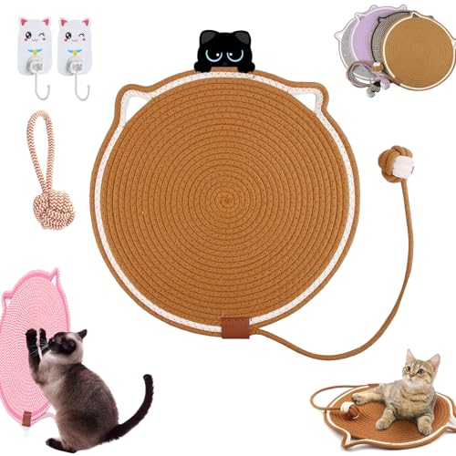 Celery Pets Dual Scratching Pad, Cat Scratching Mat Natural Cotton Rope Cat Scratching Pad, Celery Pets Scratch Pad, Natural Cotton Rope Cat Scratching Pad with Cat Toy (H, 42CM) von Ruileyou