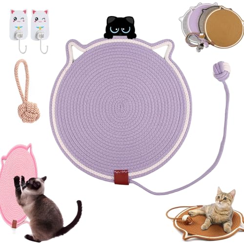 Celery Pets Dual Scratching Pad, Cat Scratching Mat Natural Cotton Rope Cat Scratching Pad, Celery Pets Scratch Pad, Natural Cotton Rope Cat Scratching Pad with Cat Toy (I, 42CM) von Ruileyou