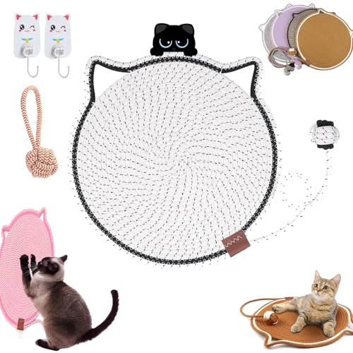 Celery Pets Dual Scratching Pad, Cat Scratching Mat Natural Cotton Rope Cat Scratching Pad, Celery Pets Scratch Pad, Natural Cotton Rope Cat Scratching Pad with Cat Toy (J, 42CM) von Ruileyou