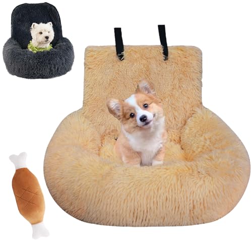 Pelzbarn Dog Car Seat, Pelzbarn Autositz Hund, Pelzbarn Autositz füR Mittlere GroßE Hunde, Flauschig Abnehmbarer und Waschbarer Hundesitz Mit Dicken Kissen (Beige, L(110 * 60cm)) von Ruileyou