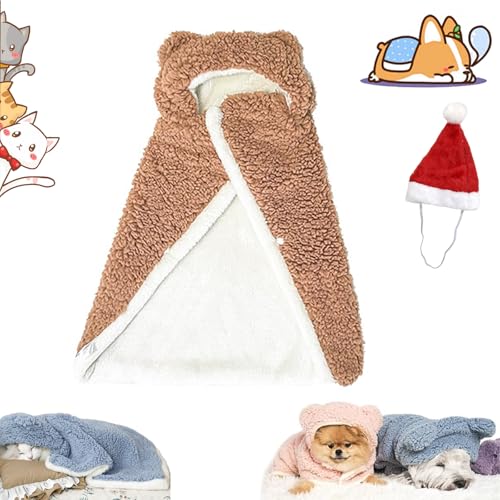 Pet Cape Blanket, Cape Blanket for Dogs, Pet Robe Blanket Pet Clothing Warm Sleeping Blanket, Dog Cape Blanket, Thickened Poncho Blanket, for Small Medium Dogs (Brown, L(50 * 60 * 60CM)) von Ruileyou