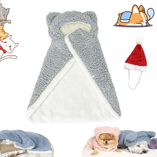 Pet Cape Blanket, Cape Blanket for Dogs, Pet Robe Blanket Pet Clothing Warm Sleeping Blanket, Dog Cape Blanket, Thickened Poncho Blanket, for Small Medium Dogs (Gray, L(50 * 60 * 60CM)) von Ruileyou