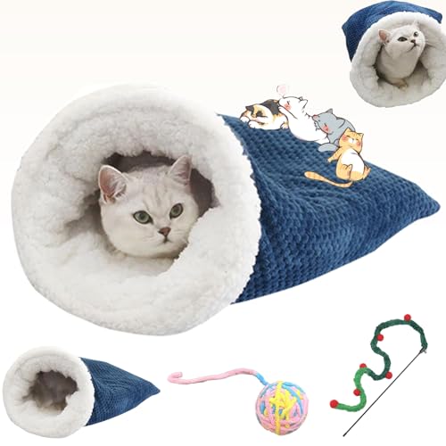 Ruileyou Cat Sleeping Bag, Pet Sleeping Bag, Soft Plush Large Cat Sack Warm Cat Bed, Comfortable Pet Snuggle Sack, Pet Hideaway Sleeping Cuddle Cave, Winter Cat Sleeping Bag (A) von Ruileyou