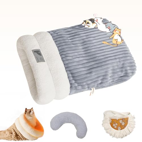 Ruileyou Cat Sleeping Bag, Pet Sleeping Bag, Soft Plush Large Cat Sack Warm Cat Bed, Winter Cat Sleeping Bag, Cat Crinkle Sack Removable Cat Bag for Sleeping 360° Warm (Blue-A) von Ruileyou