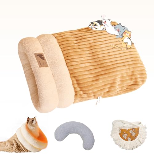 Ruileyou Cat Sleeping Bag, Pet Sleeping Bag, Soft Plush Large Cat Sack Warm Cat Bed, Winter Cat Sleeping Bag, Cat Crinkle Sack Removable Cat Bag for Sleeping 360° Warm (Brown) von Ruileyou