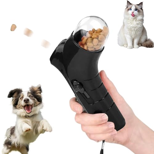 Ruileyou Cat Treat Guns Shooter, Cat Treat Gun, Pet Dog Food Catapult, Handheld Pet Feeding Interactive Toy, Pet Treat Launcher for Dog Cat Exercise Training (Black) von Ruileyou