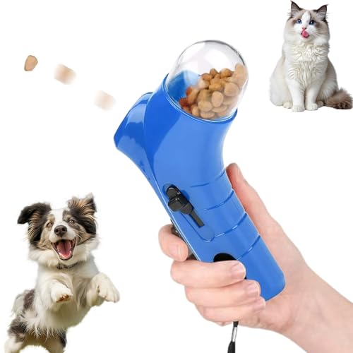 Ruileyou Cat Treat Guns Shooter, Cat Treat Gun, Pet Dog Food Catapult, Handheld Pet Feeding Interactive Toy, Pet Treat Launcher for Dog Cat Exercise Training (Blue) von Ruileyou