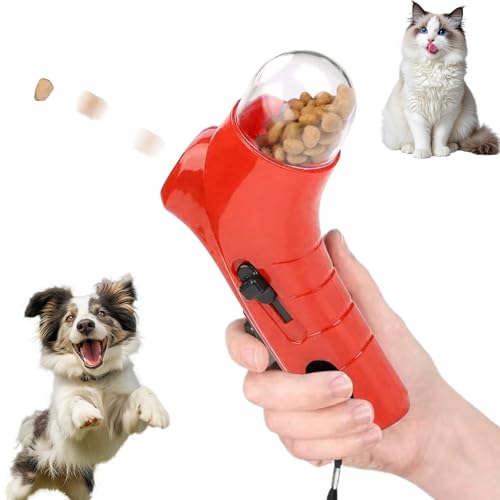 Ruileyou Cat Treat Guns Shooter, Cat Treat Gun, Pet Dog Food Catapult, Handheld Pet Feeding Interactive Toy, Pet Treat Launcher for Dog Cat Exercise Training (Red) von Ruileyou