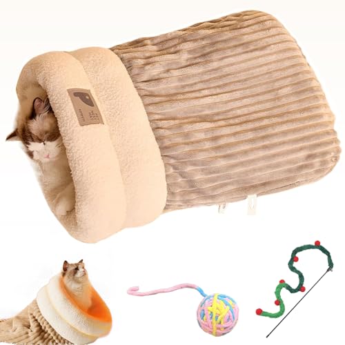 Ruileyou Katzenschlafsack, Haustierschlafsack, weicher, großer Katzensack, warmes Katzenbett, bequemer Kuschelsack für Haustiere, Versteck für Haustiere, Kuschelhöhle, Winterschlafsack für Katzen (C) von Ruileyou