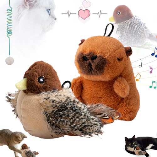 Ruileyou Simulated Chirping Bird Cat Toy, Flapping Bird Cat Toy, Aiveys Interactive Flappy Bird, Toy Bird for Cats, Toy Bird with Real Chirping Bird Electronic Sound for Cats (A+C) von Ruileyou