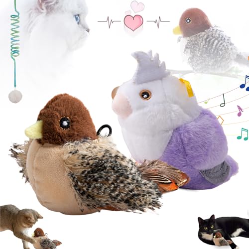 Ruileyou Simulated Chirping Bird Cat Toy, Flapping Bird Cat Toy, Aiveys Interactive Flappy Bird, Toy Bird for Cats, Toy Bird with Real Chirping Bird Electronic Sound for Cats (A+D) von Ruileyou