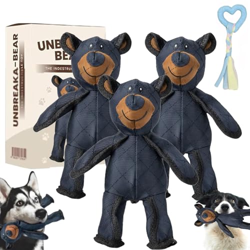 Unbreaka Bear, Durabear Unzerstörbares Hundespielzeug, 2025 Neuer Unbreaka-Bear für starke Kauer, Indestructa Bear, Unbreaka-Bear 2.0 Unzerstörbares Hundespielzeug für aggressive Kauer (3Pcs) von Ruileyou