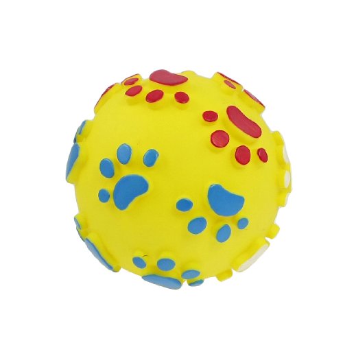 Ruilogod 4" Durchmesser Paw Pattern Yellow Ball quietschende kauen Spielzeug für Hund von Ruilogod
