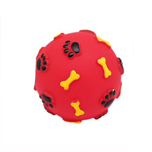 Ruilogod Drücken Sie mit Sound Red Vinyl-Ball-Spielzeug für Haustierkatze-Hund von Ruilogod