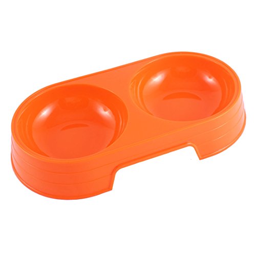 Ruilogod Dual-Sections Haustiere Welpen Hunde Schüsseln Wasser Lebensmittel Basin orange von Ruilogod