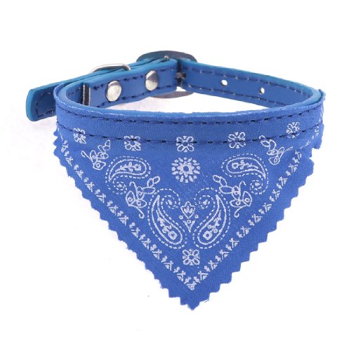 Ruilogod Faux-Leder-verstellbarer Haustierhund-Puppenschal Bandana-Kragenblau 0.4 "breit von Ruilogod