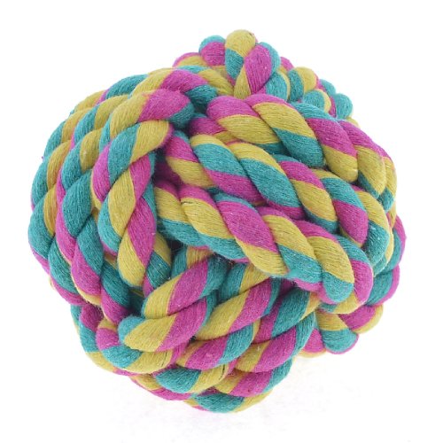 Ruilogod Fuchsia Blau Gelb 3,5" Dia Cotton Strand Woven-Seil Hund Ball Spielzeug von Ruilogod