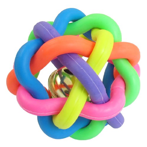 Ruilogod Gummi Hund Cord Woven Jingle Bell Play Ball Spielzeug 6,5cm Durchmesser Bunte von Ruilogod