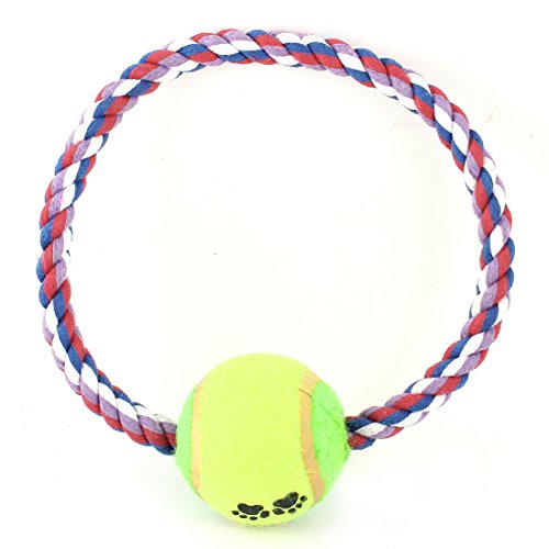 Ruilogod Hund Footprint Muster Zwei Ton Grün Ball Pet Welpen Knoten Seil Taue Spielzeug von Ruilogod