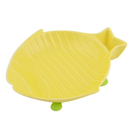 Ruilogod Keramik Heim Fisch-Form-Welpen Haustier Hund Katzenfutter Wasser Futternapf Dish Container Gelb von Ruilogod