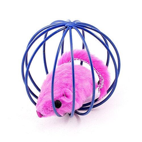 Ruilogod Kugel-Form-Katze, die Ausbildung Gefälschte Maus Cage Toy Fuchsia Blau von Ruilogod