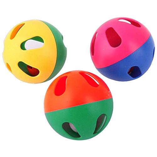 Ruilogod Kunststoff 6cm Durchmesser. Hund Katze Tiere Haustier Spielen Bell Ball Spielzeug 3pcs Farbe Sortiert von Ruilogod