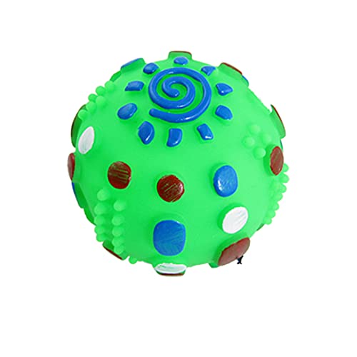 Ruilogod Nichttoxisches grünes Spiky Ball Design quietschendes Kauspielzeug für Haustierhund von Ruilogod