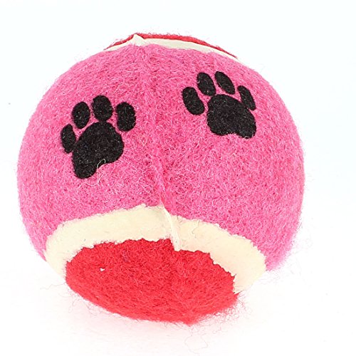 Ruilogod Paw Pattern Tennisbälle Chase Run Spielzeug für Welpen Hund, Rosa, Rot von Ruilogod