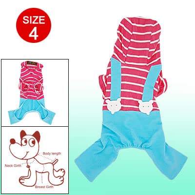 Ruilogod Pet gestreifter Overall Kleidung Spielanzug Hund Sz 4 mit Kapuze Kleid Ruilogod Pet gestreifter Overall Kleidung Spielanzug Hund Sz 4 mit Kapuze Kleid von Ruilogod