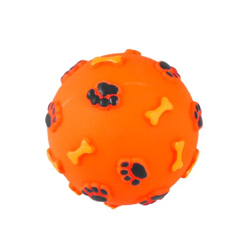 Ruilogod Pfotenmuster Orange Gummi Ball Quietschender Kauspielzeug Für Haustierhund von Ruilogod