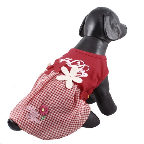 Ruilogod Print-Scheck-Rundhalsausschnitt-Hundehemd Haustier Hund Kleidung Red S von Ruilogod