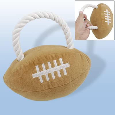 Ruilogod Rope Design Brown Plüsch-quietschendes American Football Haustier-Spielzeug für Welpen-Hund von Ruilogod