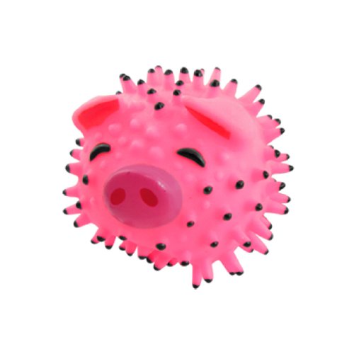 Ruilogod Rosa-Schwarz-Vinyl Schwein Spiky-Ball-Form Quietschte Hund quietschend Spielzeug 6.5cm Dia von Ruilogod