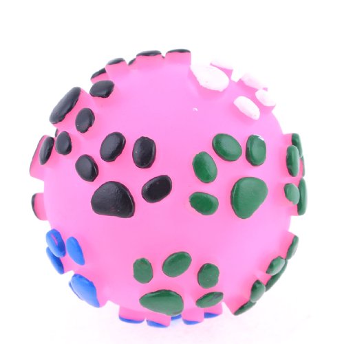 Ruilogod Strukturierte Pfoten-Design Fuchsia-Gummi-runder Ball Quietschendes Spielzeug für Haustier Hund Pudel von Ruilogod