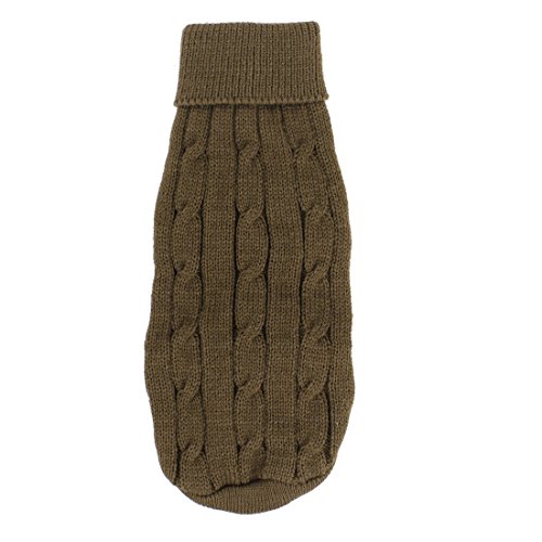 Ruilogod Twisted Knit gerippte Bündchen Warm-Haustier-Kleid Sweater XXS-Kaffee-Farben von Ruilogod