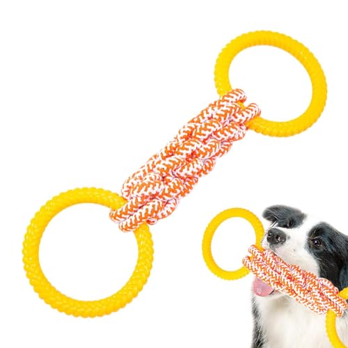Ruilonghai Zerrspielzeug für Hunde, Tauziehen-Seilhund - Tauziehseil mit Doppelringen - Beißring für Welpen, Zahnreinigungsspielzeug für Hunde, wiederverwendbares Seil-Hundespielzeug für kleine Hunde von Ruilonghai