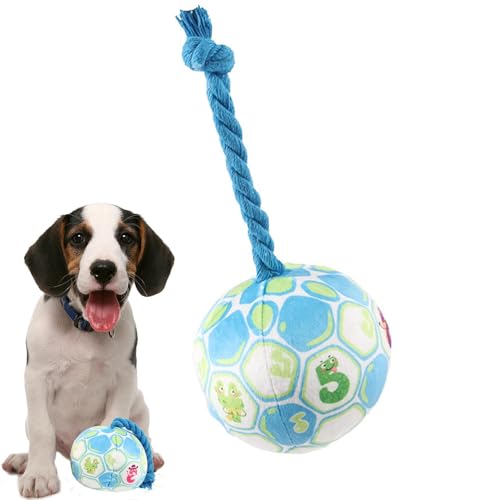Rukjmqi Doggy Disc Ball für große Hunde, Hundebälle - Outdoor-Hundespielzeug Hundeball Hundespielzeugball,Sanft zu den Zähnen mit Baumwollseil, bunte große Hundebälle für Zuhause, Geburtstag, Outdoor- von Rukjmqi